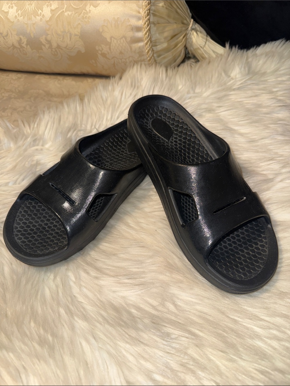 Spenco Women’s Black Slide Sandals Cushioned Comfort Size 8